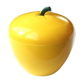 Seau à glaçons pomme jaune en plastique années 70