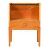 Vintage scandinavian bedside table in birch burl