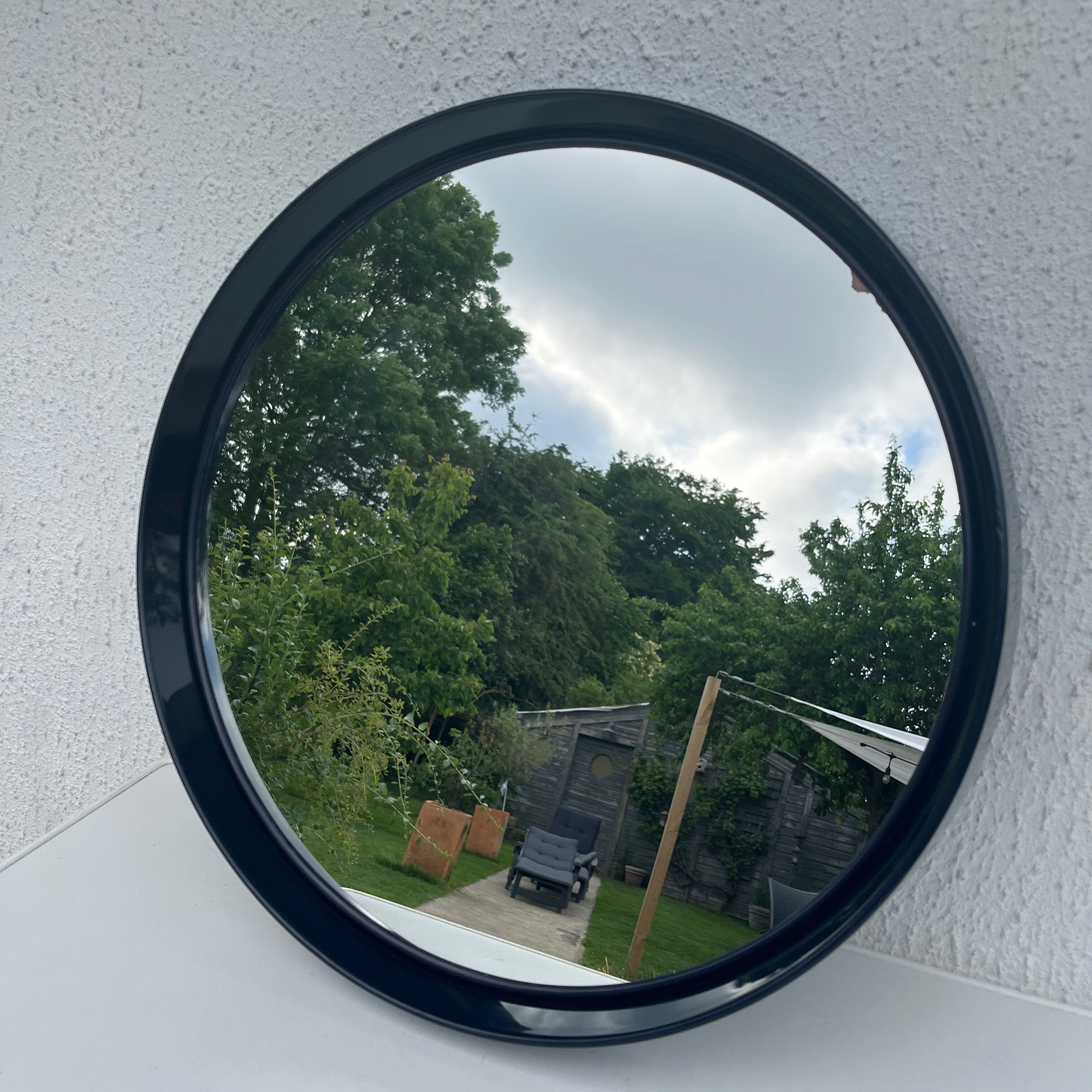Miroir rond bleu