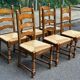 6 solid wood straw-seated dining chairs, Provençal style from the 20th century.