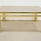 table basse vintage en laiton et verre fumé