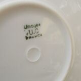 2 round dishes Limoges porcelain blue and gold border