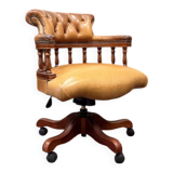 English Chesterfield Desk Chair Cognac