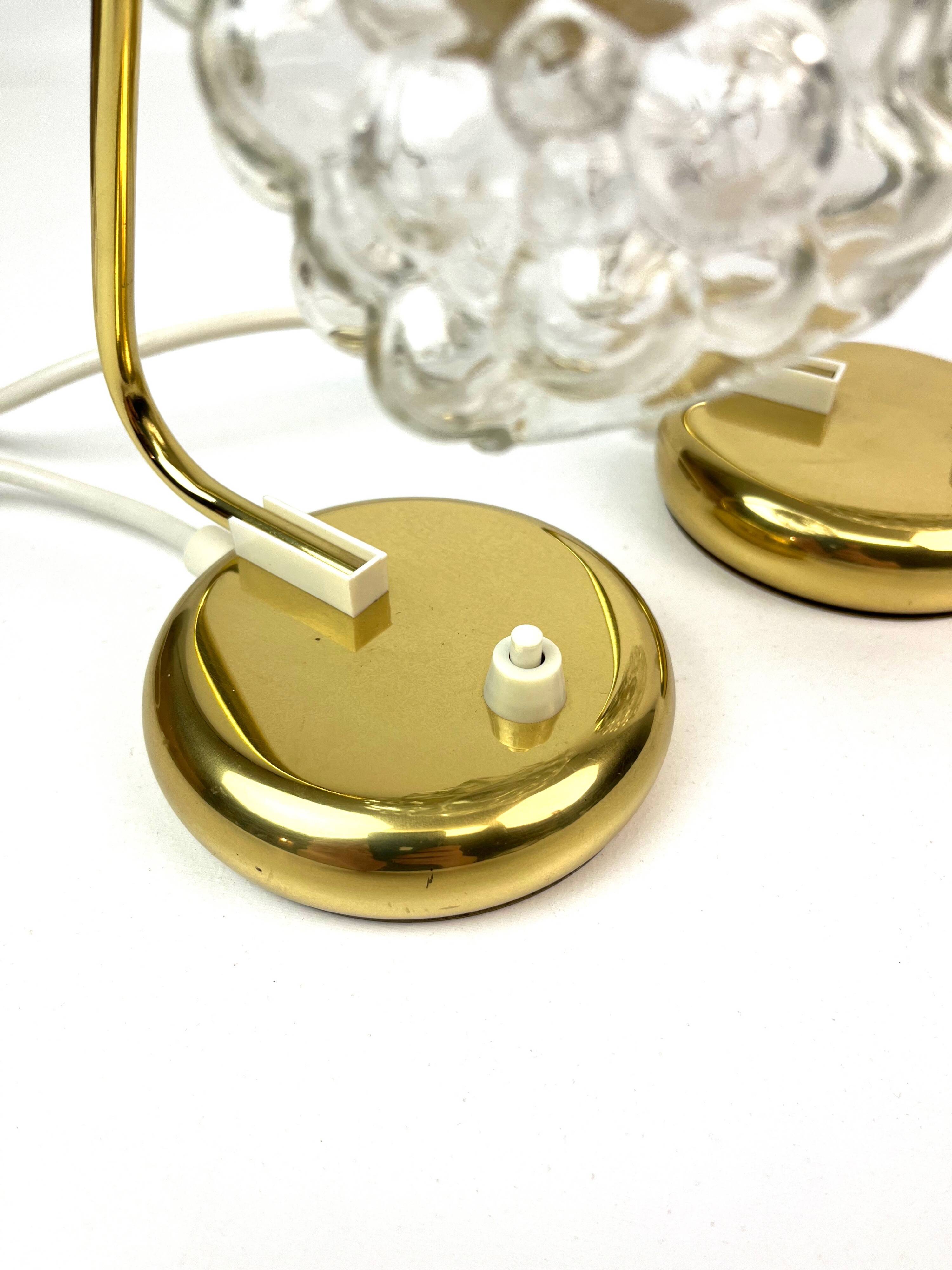 Pair Mid Century Bubble Glass bedside Lamps by Helena Tynell for Glashütte
