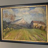 Old Provencal painting Sainte Victoire