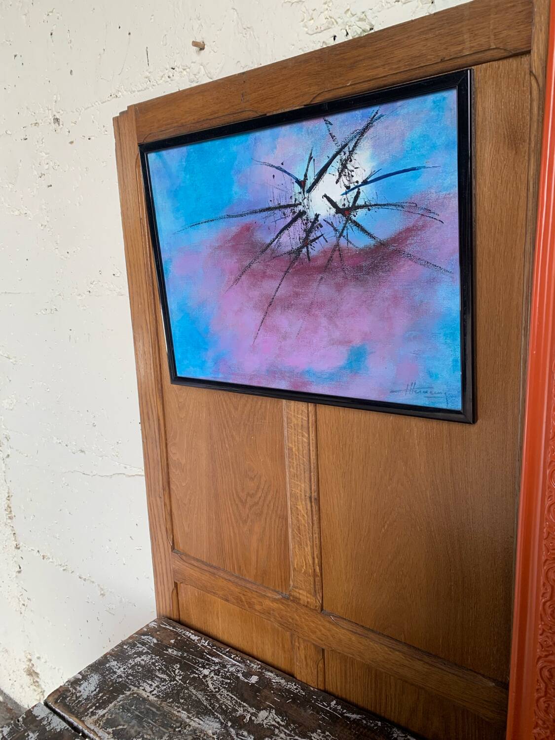Vintage abstract table - gestural composition
