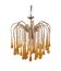 Vintage Murano Amber Glass Teardrop Chandelier - 1960-70s