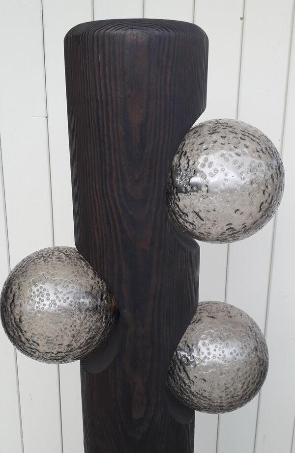 Lampadaire en bois de Temde Leuchten 1970