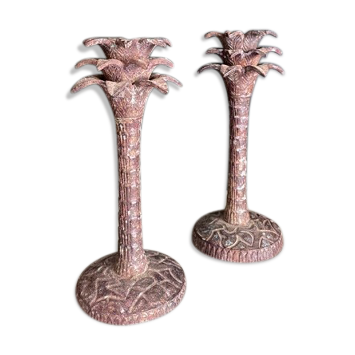 Pair of iron candle holders