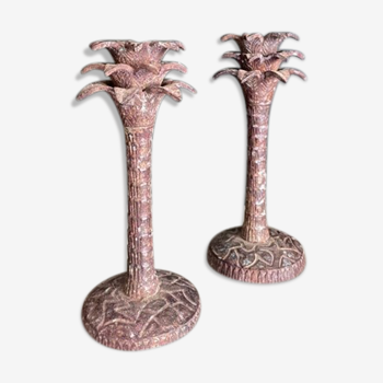 Pair of iron candle holders