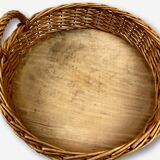 Basket in wicker round wood-bottom