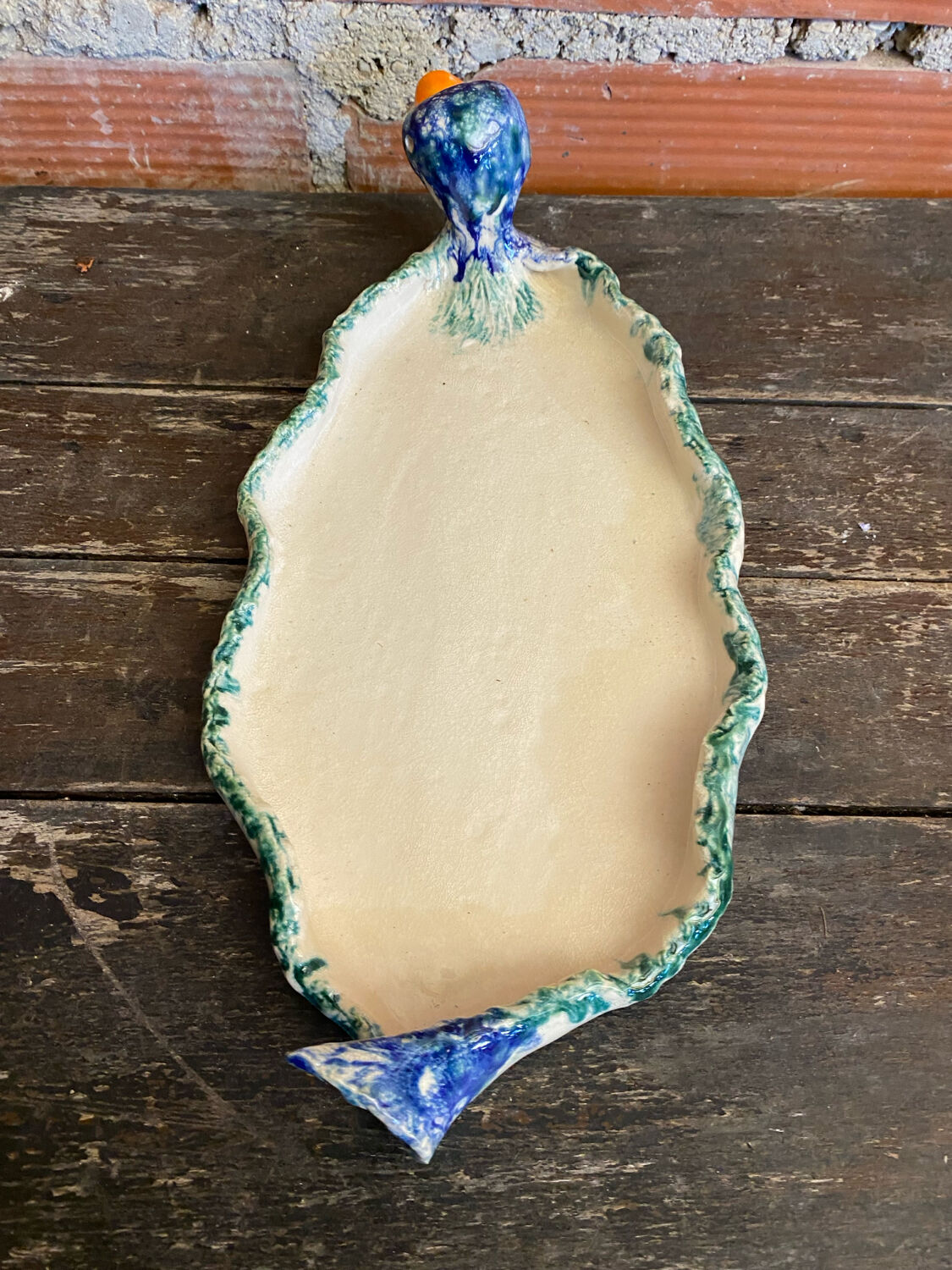 Plate + 6 Duck-Shaped Foie Gras Service Plates, Polychrome Ceramic