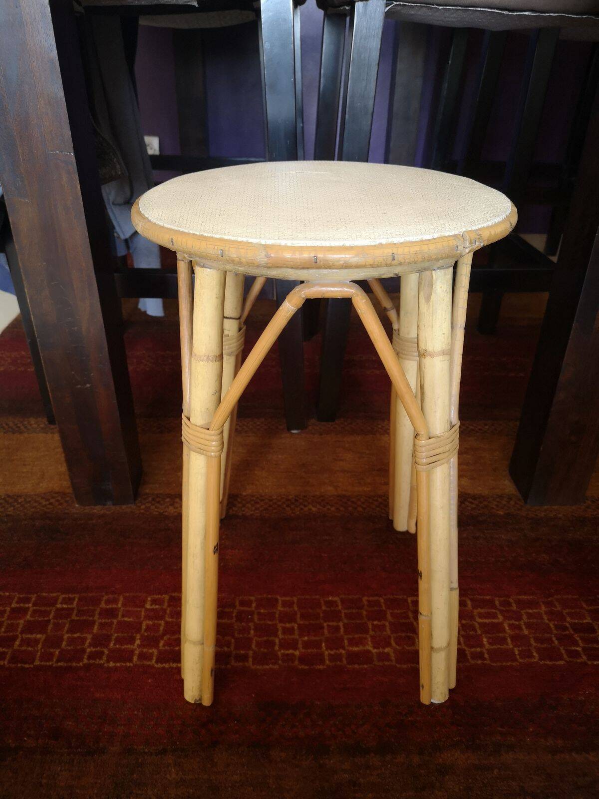 Rattan stool / plant rest - 1970s