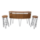 Vintage 1950s bar counter with its two rattan and metal stools.