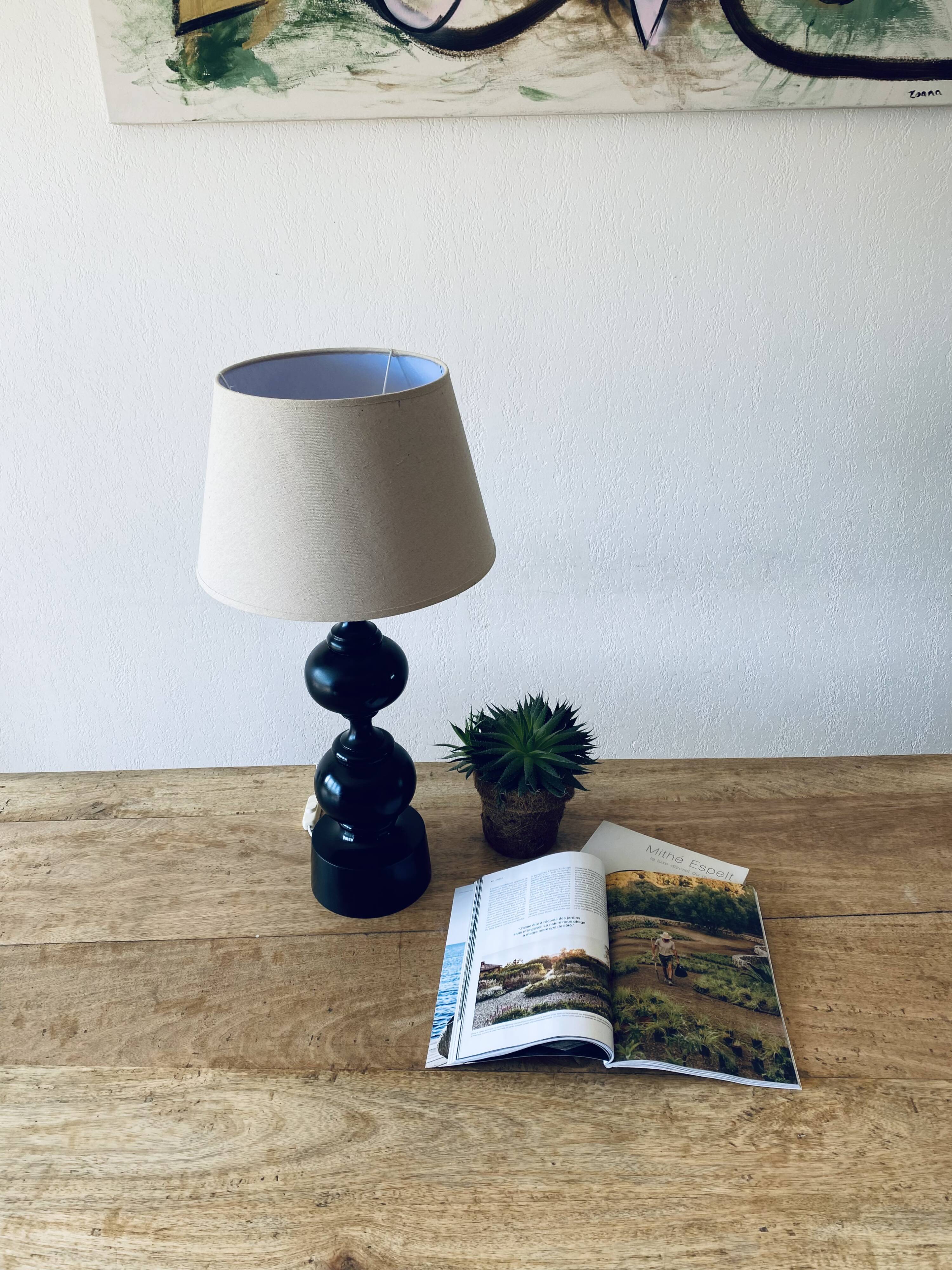 Vintage turned wooden lamp