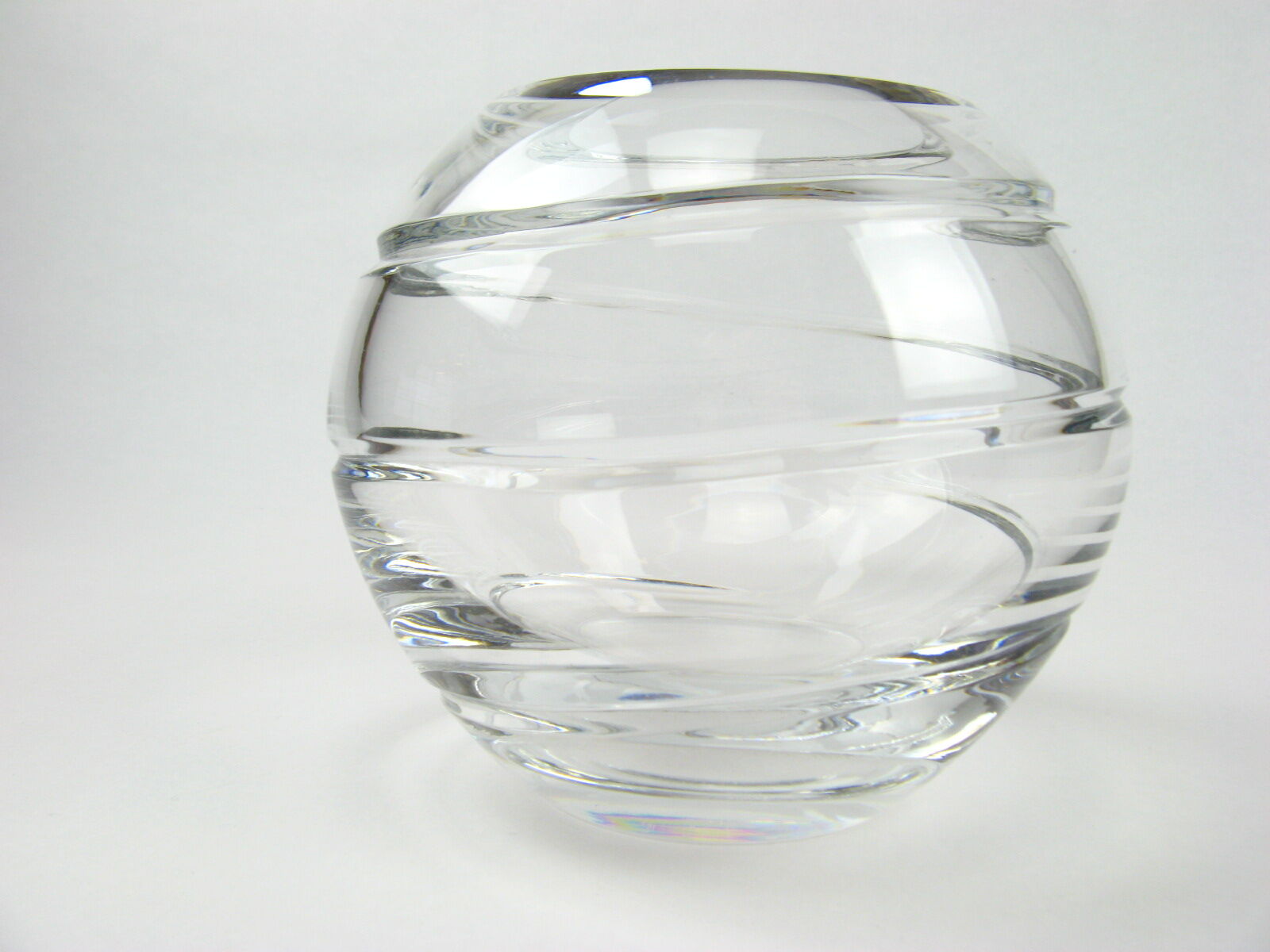 Crystal ball vase, spiral cut