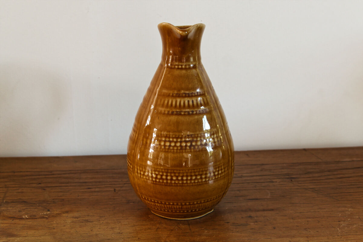 Digoin pitcher, mustard yellow