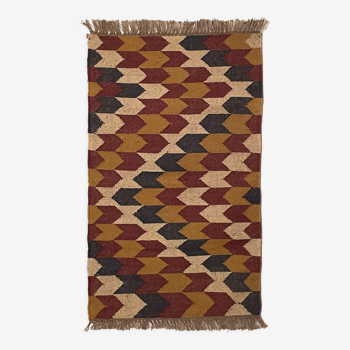 Tapis Kilim tissé à la main en jute, 75 x 120 cm