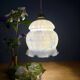 Vintage globe pendant light in white and blue opaline