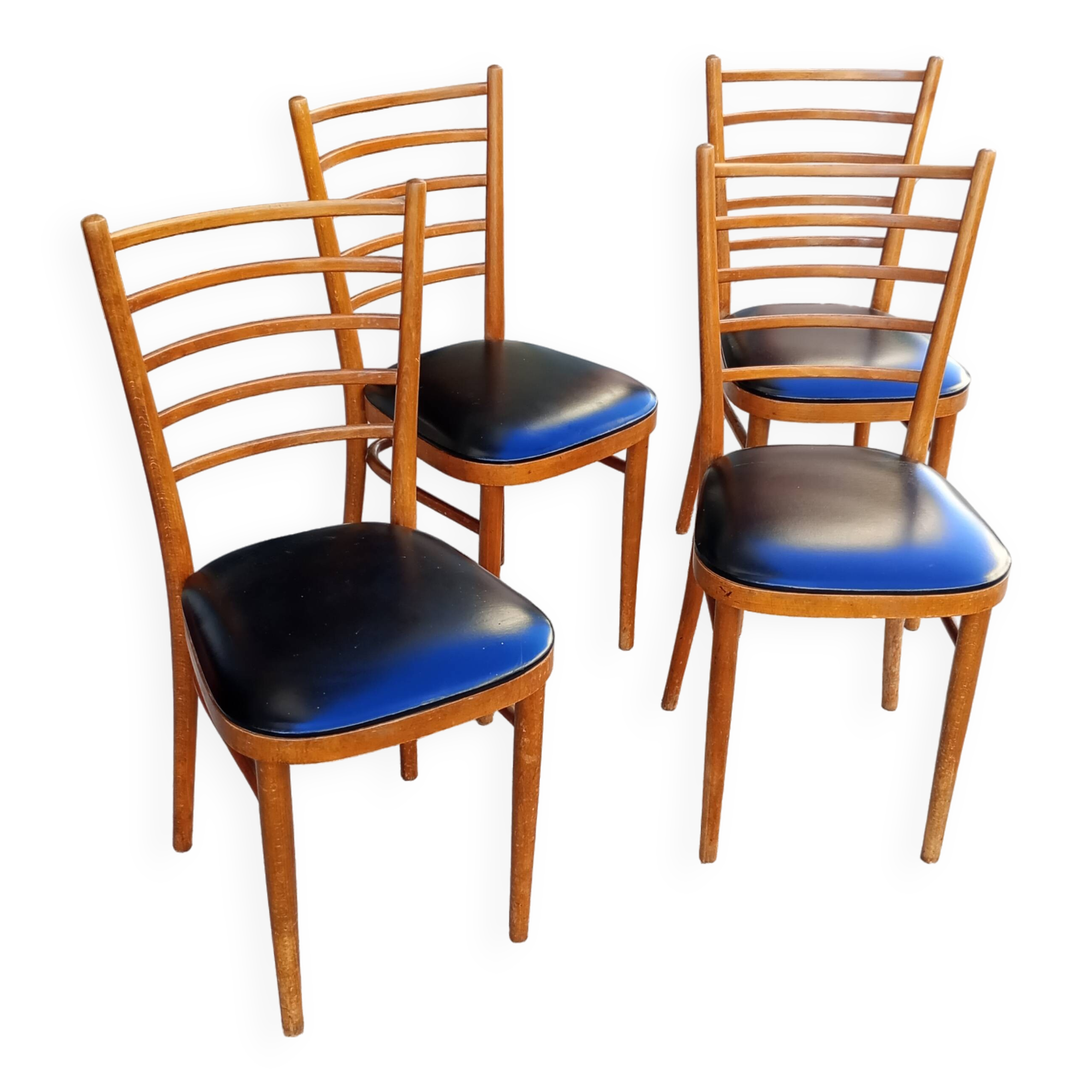 Lot of four antique chairs. Bistro. 1960.