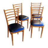 Lot de quatre chaises anciennes. Bistrot. 1960.