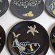 Set of 6 vintage plates with fish decoration after Robert Picault, 1960, 24 cm