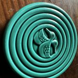 Art Deco trivet in green glazed earthenware - Saint Clément