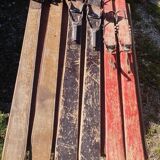 3 pairs of old skis