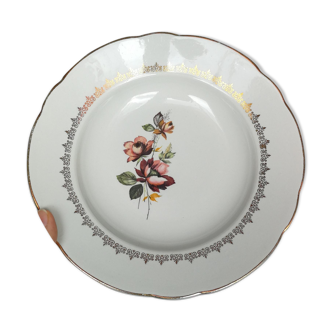 6 assiettes creuses vaisselle ancienne roses multi couleur doré or