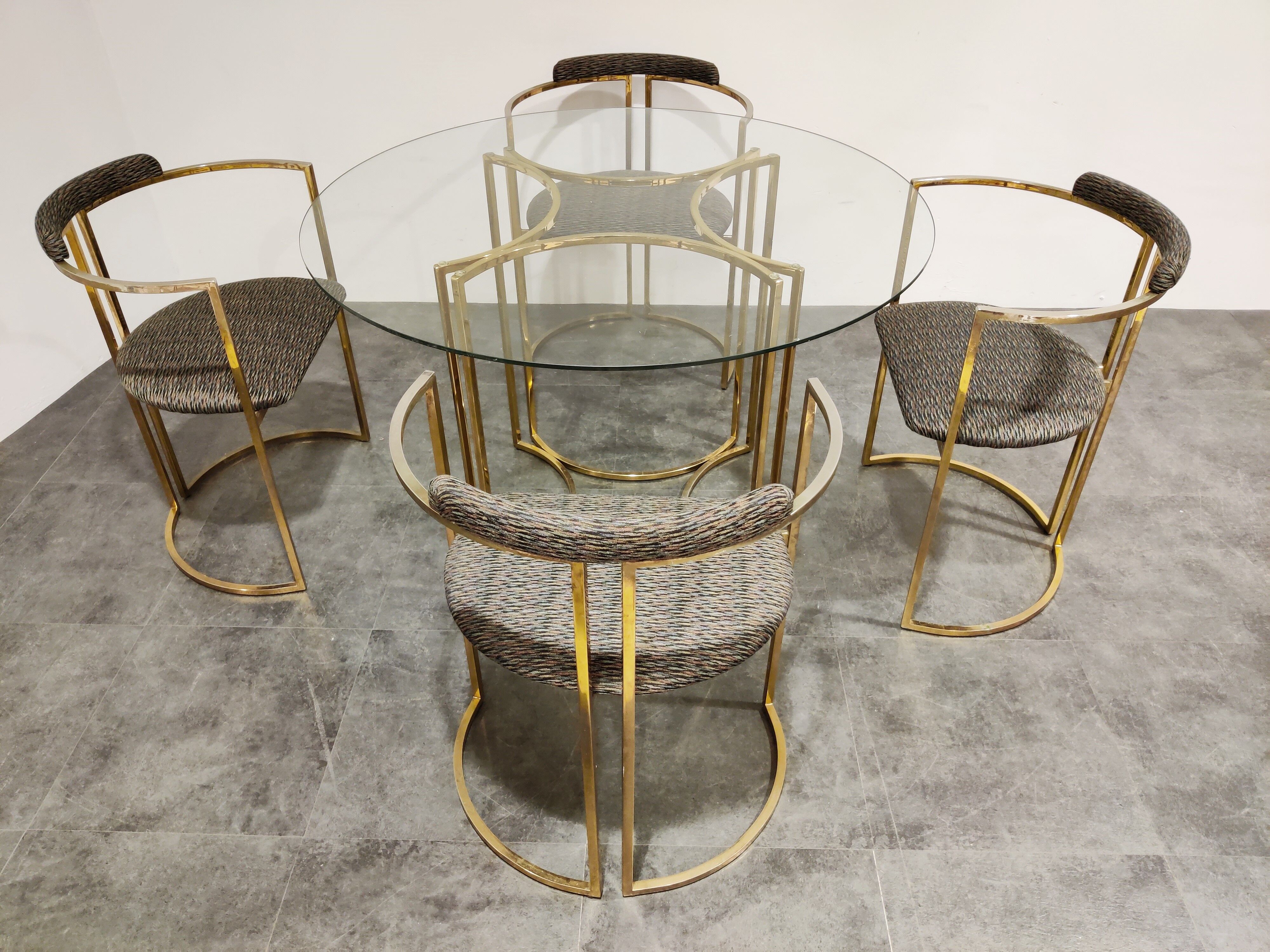 Vintage brass dining room set by Belgochrom, 1970s