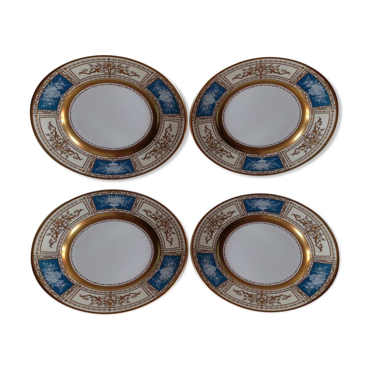 4 fine porcelain flat plates