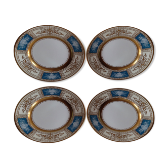 4 assiettes plates en porcelaine fine bone china de Minton