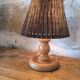 Turned wood table lamp