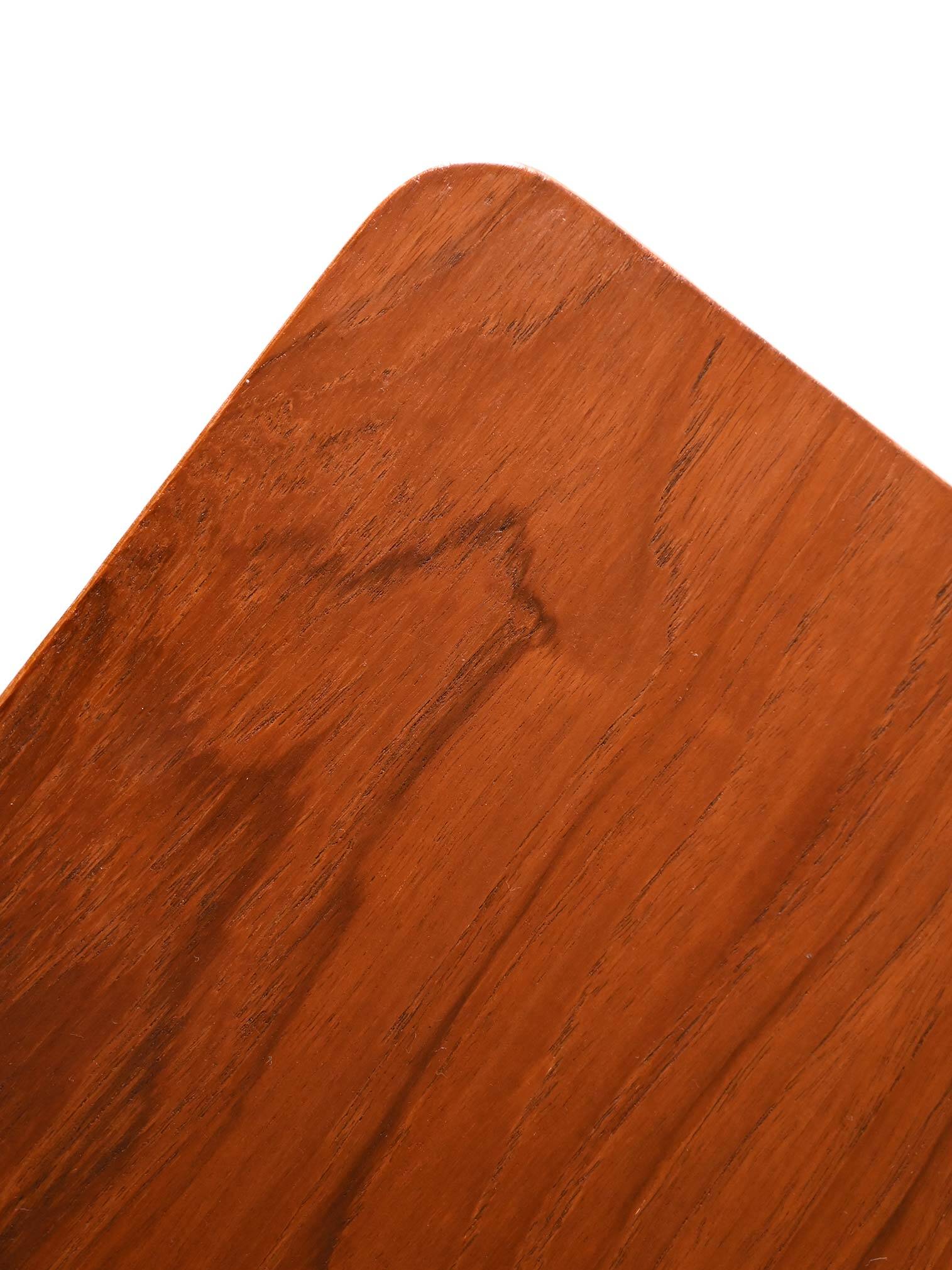 Scandinavian vintage teak nightstand with slatted shelf