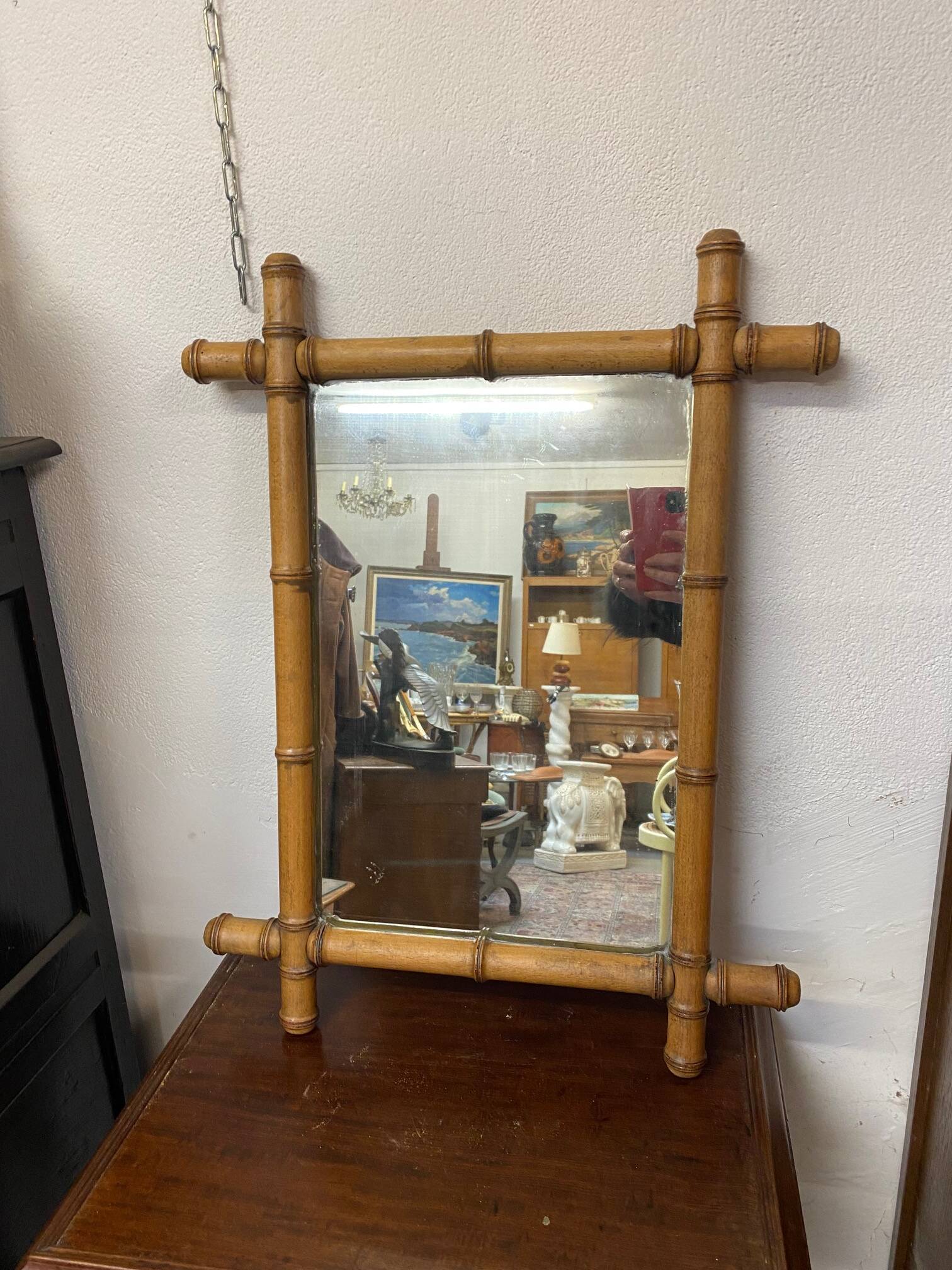 Old bamboo mirror early 20th century to hang
