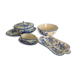 Série de plats, saladier, soupière - décor bleu