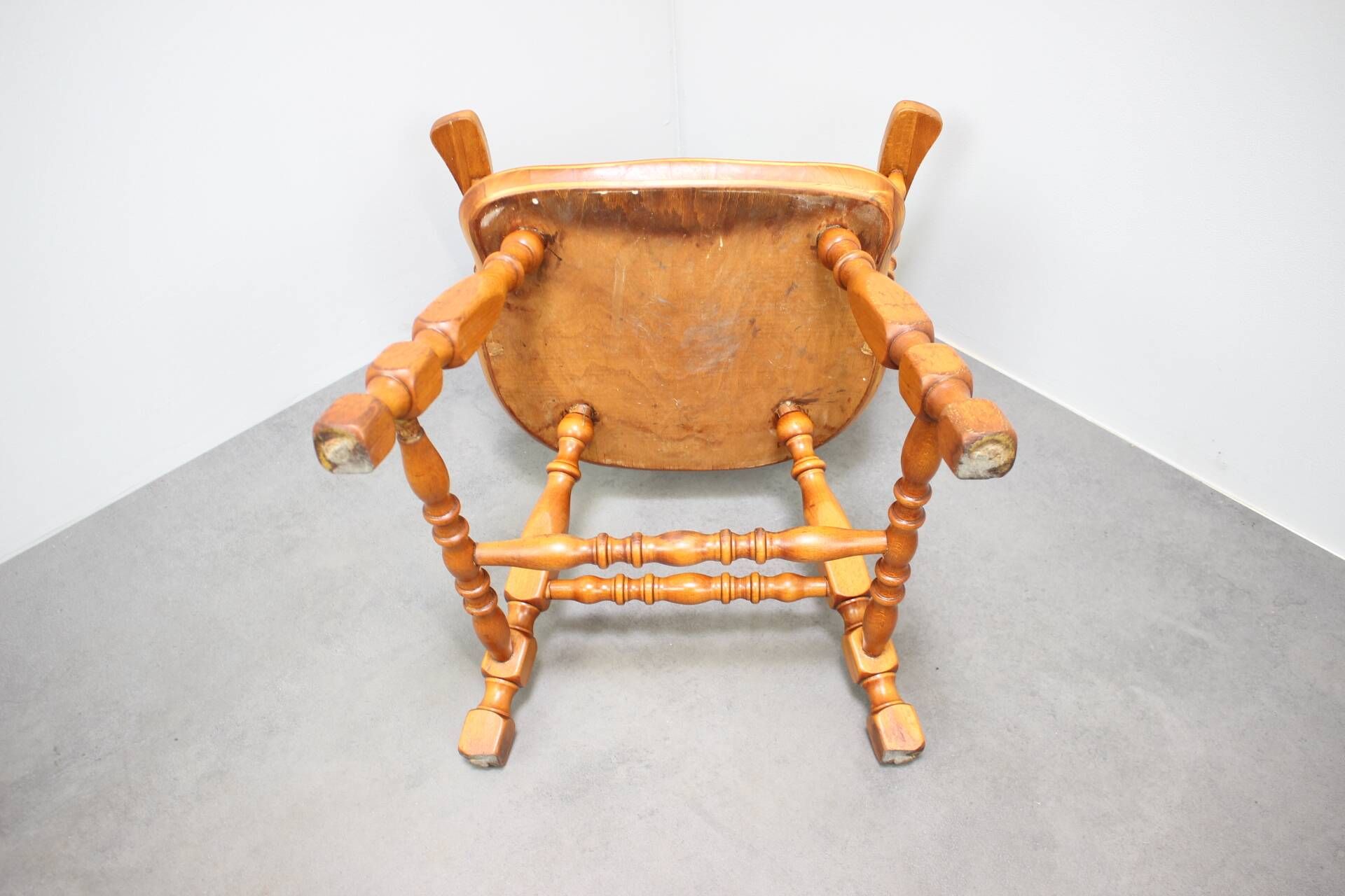 Vintage Windsor armchair with spindle back, Central Europe, circa 1970–1980.