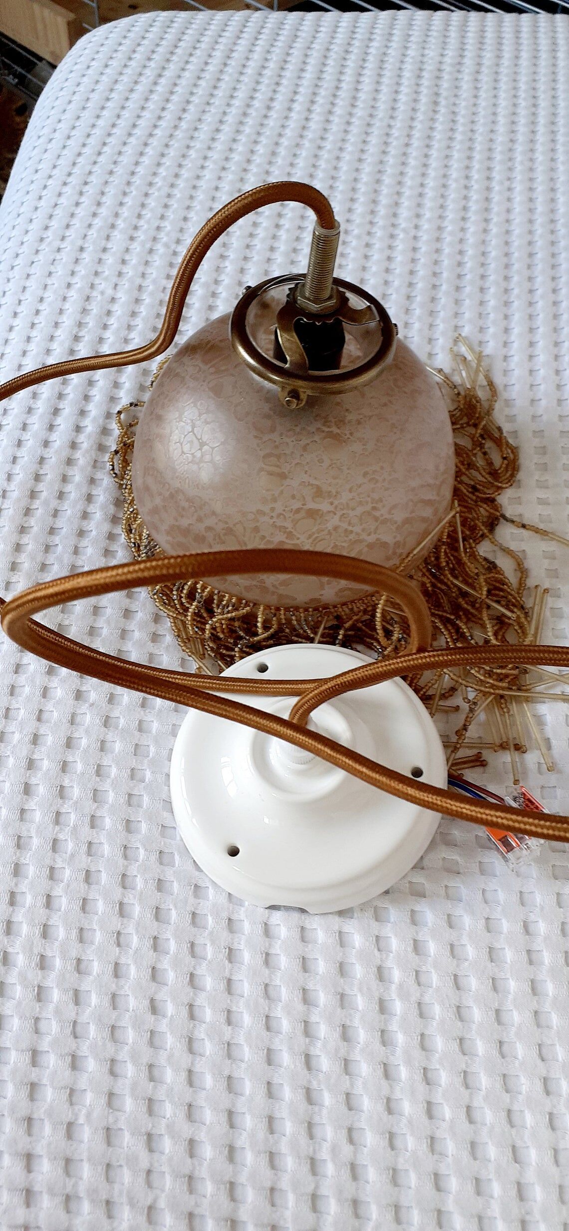 Suspension vintage en pâte de verre