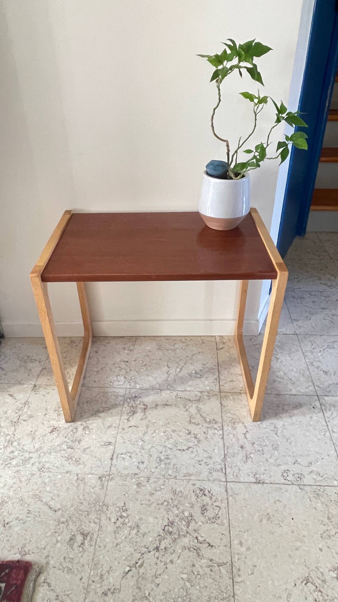 Table basse bois exotique vintage