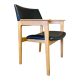 Black leather armchair scandinavian 1950