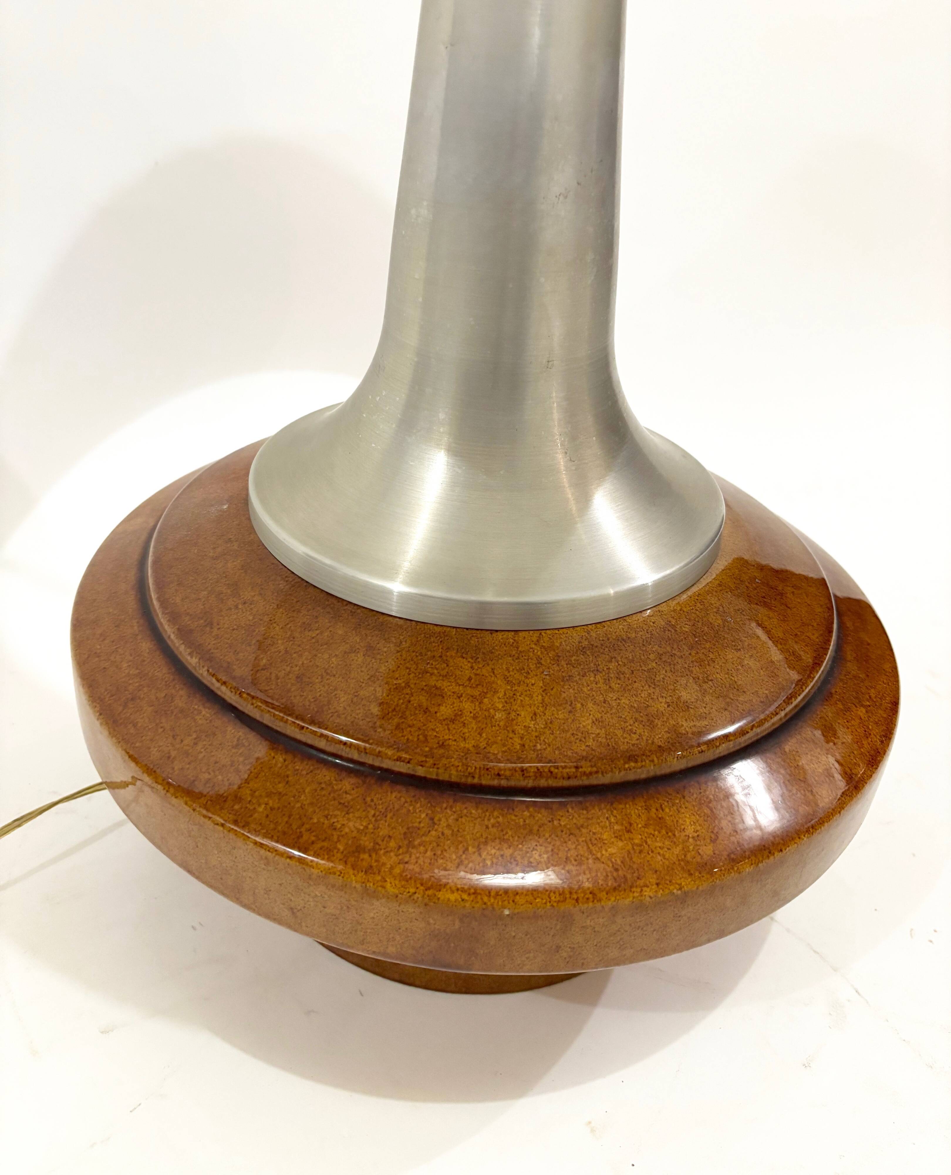 70s floor lamp in ceramic and chrome metal