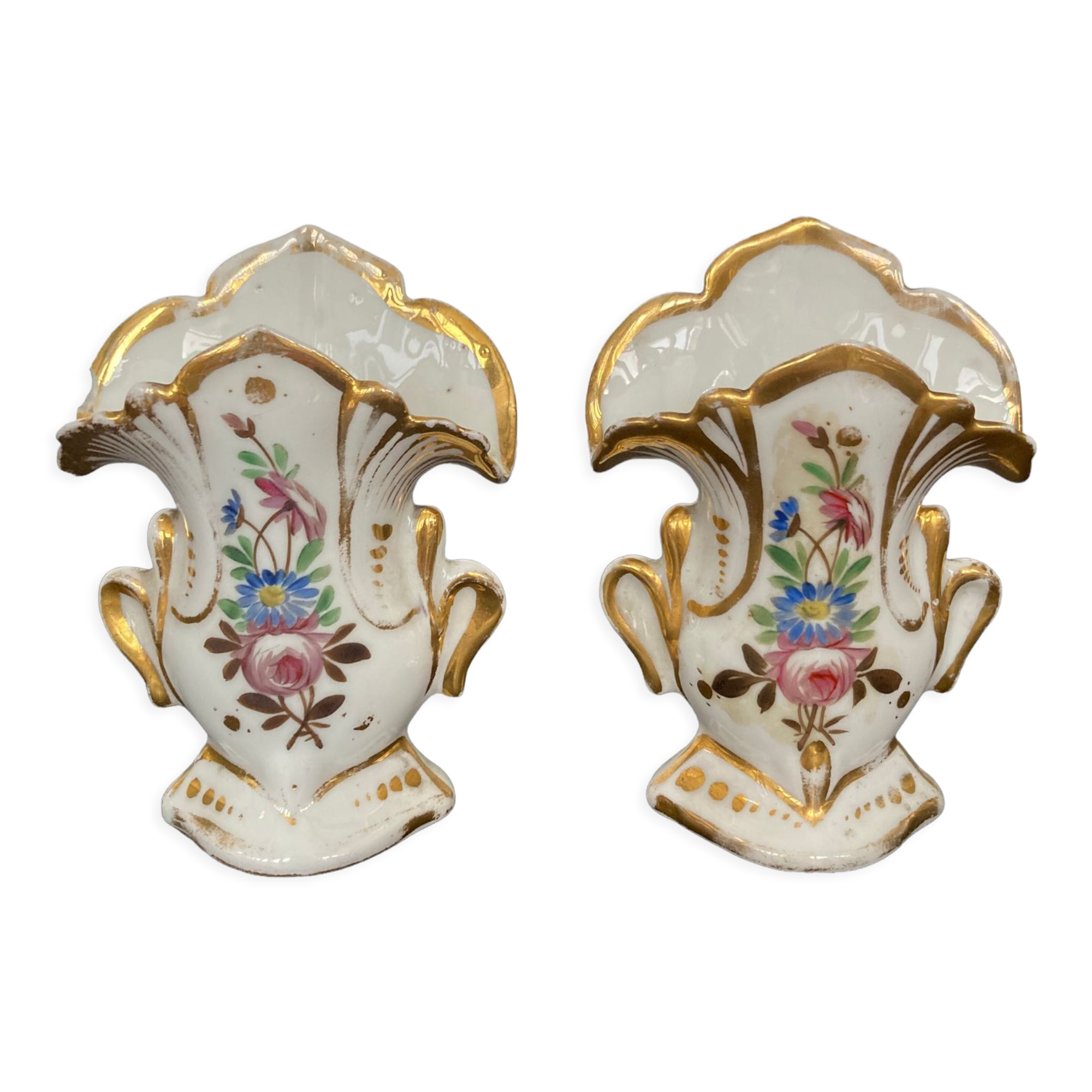 Pair of porcelain wedding vases XIXth