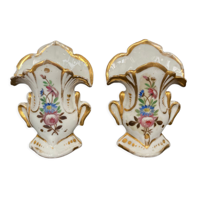 Paire de vases de mariée porcelaine XIXeme