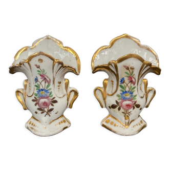 Paire de vases de mariée porcelaine XIXeme