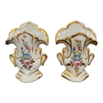 Pair of porcelain wedding vases XIXth