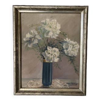 Oil on cardboard Stany Gauthier still life bouquet of flowers early 20th century