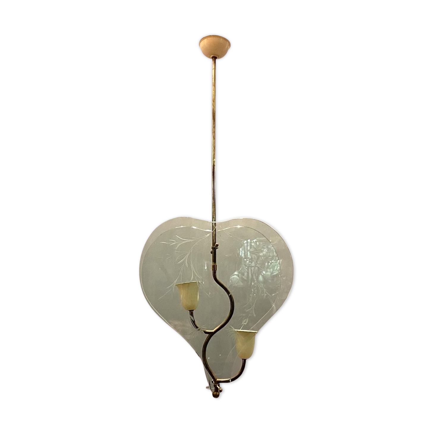 Italian hanging lamp in Etched Glass by Pietro Chiesa