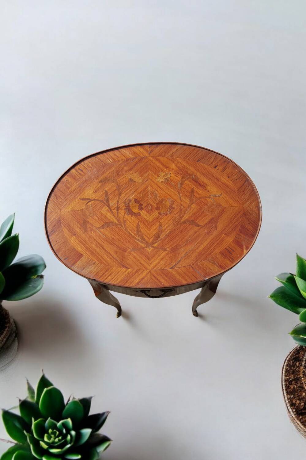 Louis XV style bedside table with marquetry