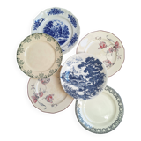 Vintage blue pink green dinner plates