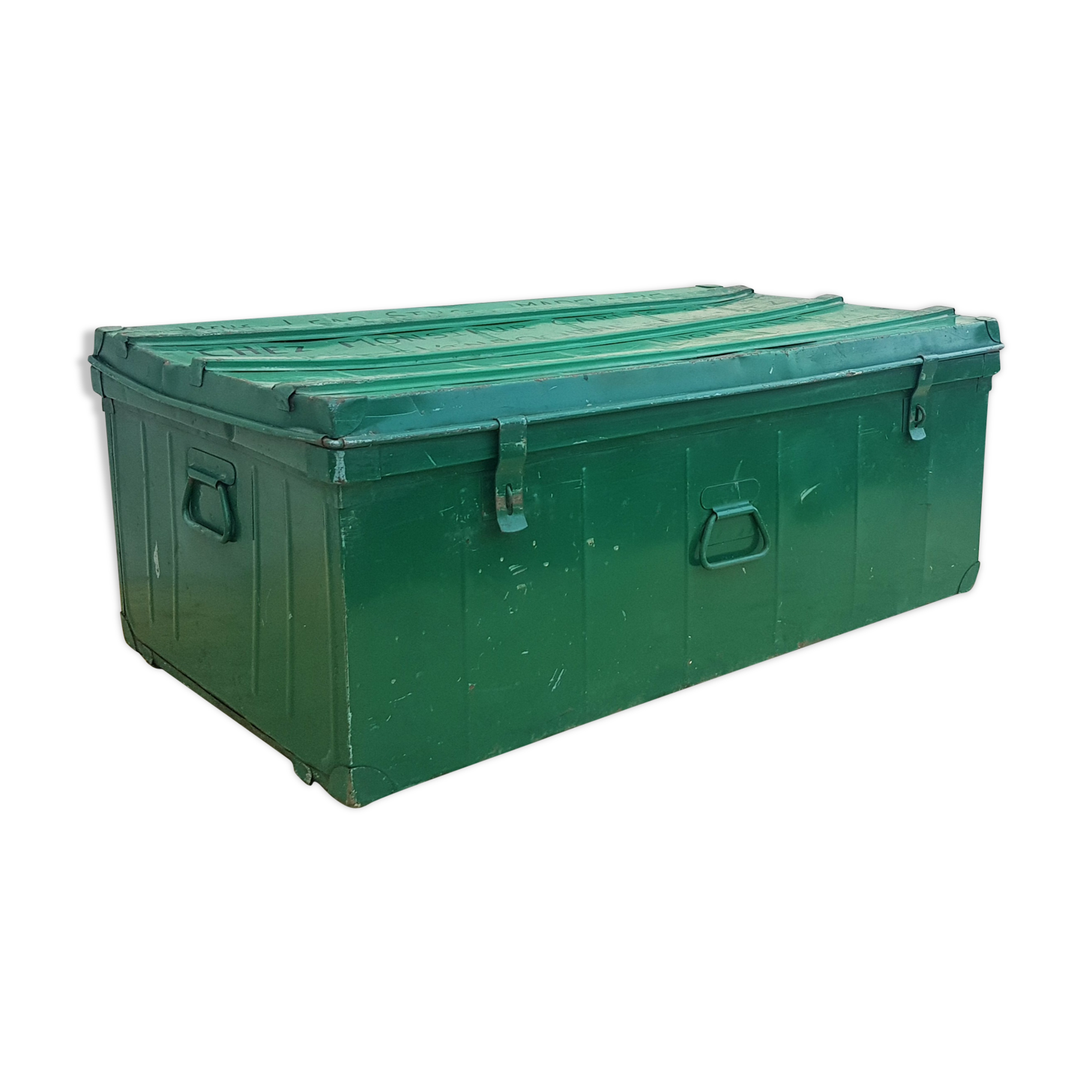 Military green metal trunk